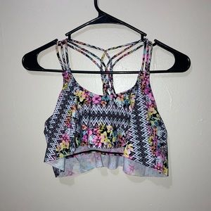 Black and Floral Swimsuit Top